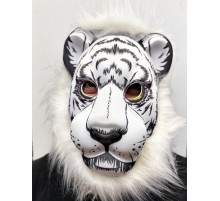 Beyaz Yeleli Aslan Maskesi Mega Peluş Maske 8 No