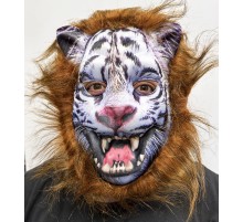 Kahverengi Saçlı Dişli Kurt Maskesi Köpek Maskesi Mega Peluş 12 No