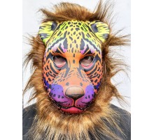 Kahverengi Yeleli Saçlı Renkli Aslan Maskesi Mega Peluş 5 No