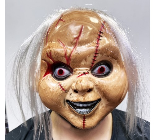 toptan-xml-dropshipping-Beyaz Saçlı Çaki Maskesi Chucky Maskesi Yetişkin Çocuk Uyumlu
