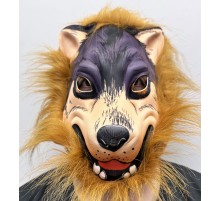 Kahverengi Saçlı Dişli Kurt Maskesi Köpek Maskesi Mega Peluş 18 No