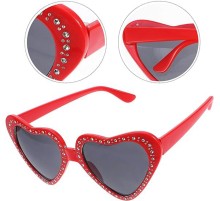 Kalp Şekilli Taşlı Parti Gözlüğü Kırmızı Renk 6x16 cm