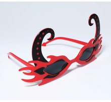 Siyah Boynuzlu Kırmızı Renk Alevli Parti Gözlüğü 21x10 cm