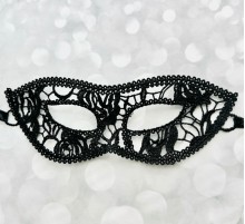 Siyah Renk Kedi Model Dantel İşleme Parti Maskesi 12 No