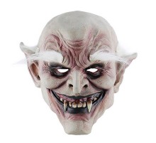 Korku Zombi Maskesi Beyaz Saçlı Kaşlı Lateks Vampir Maskesi Et Maske