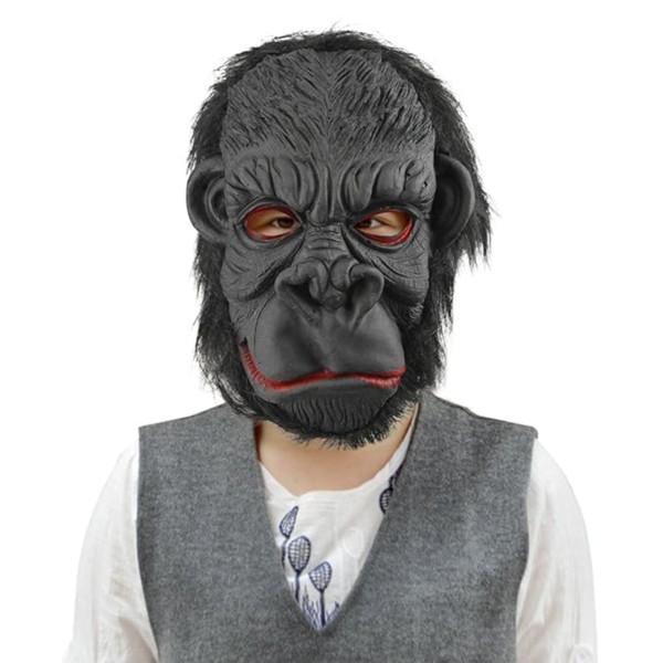toptan-xml-dropshipping-Lateks Goril Maskesi Maymun Maskesi Et Maskesi Orangutan Siyah Saçlı 3 No