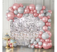 Gümüş Renk Dikdörtgen Kesim Parlak Sim Görünümlü Fon Perde Dekor 1x2 Metre