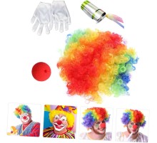 Palyaço Saç Palyaço Burun Palyaço Eldiven Palyaço Sihirli Baston 4 lü Seti