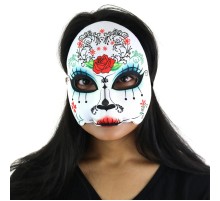 Ölü Günü Kafatası Yarım Güllü Çiçekli Maske Eva Yumuşak Model