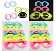 Fosforlu Oval Model Glow Parti Gözlüğü Karanlıkta Yanan Gözlükler 12 Adet