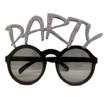 Gümüş Simli Party Yazılı Parti Gözlüğü Show 15x7 cm