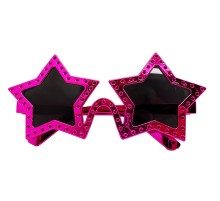Fuşya Renk Yıldız Şekil Parti Gözlüğü Retro 16X7 cm