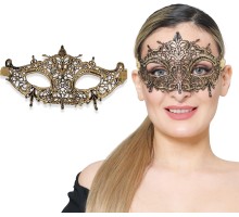 Altın Gold Renk Parti Dantel Kesim İşlemeli Maske