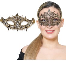 Altın Gold Renk Parti Dantel Kesim İşlemeli Maske