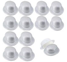 Gümüş Renk Simli Melon Yuvarlak Parti Şapkası 12 Adet