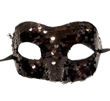 Siyah Renk Payetli Pullu Parti Maskesi Balo Venedik