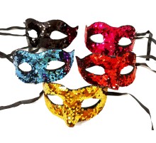 Rengarenk Pullu Payetli Parti Maskesi Venedik Balo 5 Adet