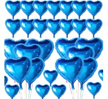 Metalize Parlak Mavi Kalp Şekilli Uçan Balon Folyo 18 inç 45 cm 25 Adet
