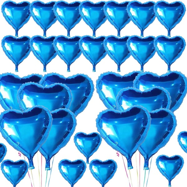 toptan-xml-dropshipping-Metalize Parlak Mavi Kalp Şekilli Uçan Balon Folyo 18 inç 45 cm 25 Adet