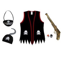 Korsan Seti Korsan Yelek Kanca Göz Bandı Yüzük ve Tabanca Seti 4-7 Yaş
