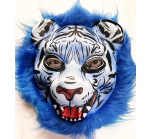 Mavi Saçlı Kaplan Maskesi Kurt Maskesi Mega Peluş 27 No