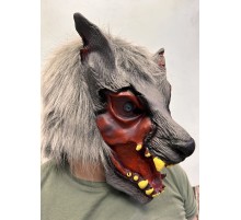 Kafaya Tam Geçmeli Lateks Dişli Ağzı Açık Kurt Maskesi