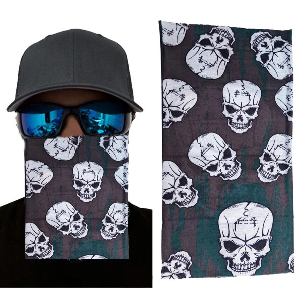 toptan-xml-dropshipping-Kahve Yeşil Renk Üzeri Likralı Çoklu Kafatası Baskılı Baf Buff Bandana 25x48 cm