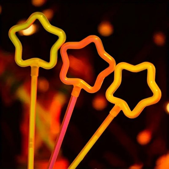 toptan-xml-dropshipping-Glow Stick Yıldız Asa Kırılınca Yanan Yıldız Çubuklar 6 Renk 6 Adet