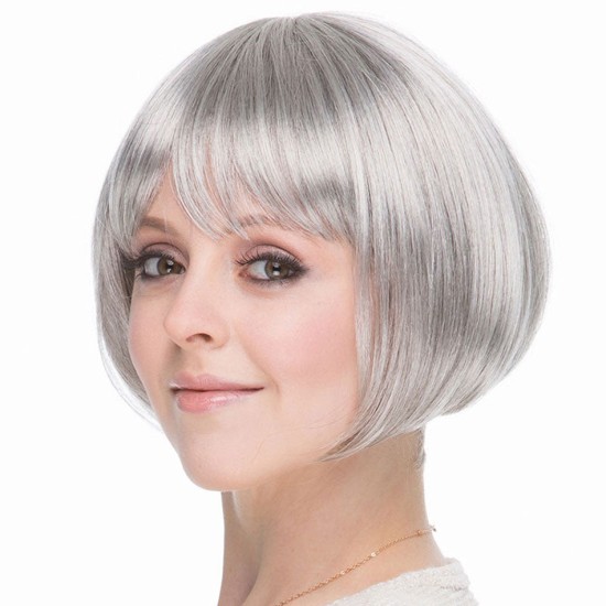 toptan-xml-dropshipping-Gri Gümüş Renk Düz Kesim Astarlı Küt Parti Peruğu