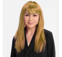 Altın Renk Düz Kesim İçi Astarlı Uzun Parti Peruğu Takma Saç