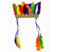 Rengarenk Tüylerle İşlenmiş Lastikli Kızılderili Başlığı