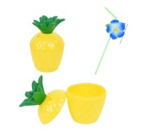 Ananas Hawaii Luau Aloha Pipetli İçecek Kabı Bardak 10x13 cm 1 Adet