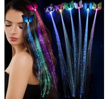 Led Fiber Optik Işıklı Kelebek Saç Klipsi 1 Adet