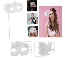 Beyaz Işıltılı Tutmalı Fotoğraf Çekimi Maskesi 18x29 cm