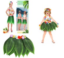 Tropikal Esintili Hawaii Yapraklı Parti Eteği Çocuk Boy