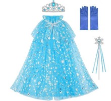 Frozen Elsa Pelerin Taç Asa ve Eldiven Seti 80 cm