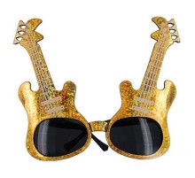 Altın Renk Rockn Roll Gitar Şekilli Parti Gözlüğü 15x15 cm