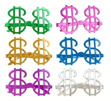 Dolar Şekilli Metalize Parti Gözlüğü 6 Adet