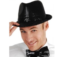 Disko Star Siyah Payetli Fötr Şapka Yetişkin Boy