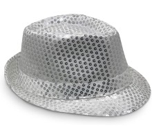 Disko Star Gümüş Payetli Fötr Şapka Yetişkin Boy