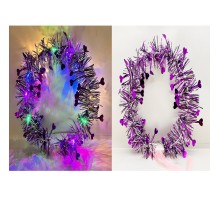 Kalp Püsküllü Gece Parıltısı 3 Modlu LED li Işıklı Taç Mor Renk
