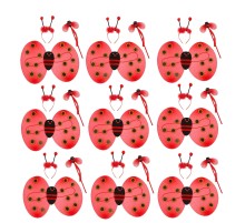 Uğur Böceği Kostüm Seti - Kanat Taç Asa 3 Parça 12 Adet