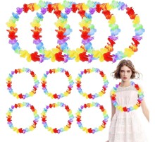 Hawaii Çiçekli Boyun Kolyesi - Renkli Tropikal Parti Leisi 12 Adet