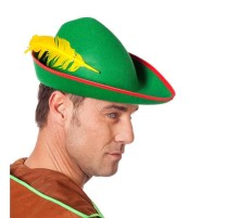 Yeşil Renk Robin Hood Şapkası Sarı Tüylü