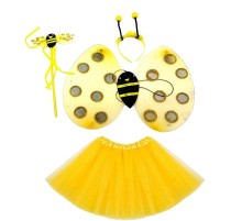 Sarı Renk Arı Kostüm Seti (Tütü, Kanat, Taç, Asa)