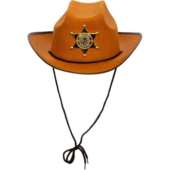 toptan-xml-dropshipping-Kovboy Şerif Şapkası Kahve 12 Adet - Kostüm Parti ve Gösteri Şapkası