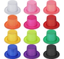 Karışık Renk Simli Silindir Parti Şapkaları (12 Adet)
