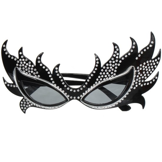 toptan-xml-dropshipping-Taşlı Göz Kamaştıran Siyah Parti Alev Gözlük