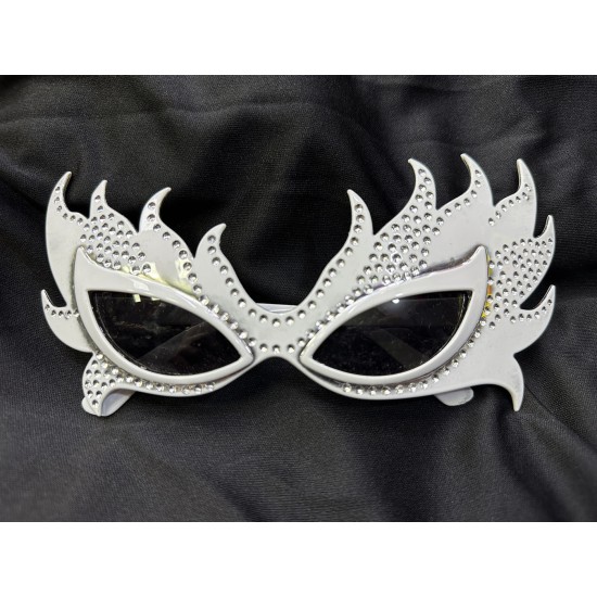 toptan-xml-dropshipping-Taşlı Göz Kamaştıran Gecenin Yıldızı Beyaz Parti Alev Gözlük