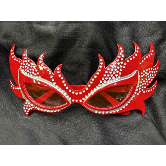 toptan-xml-dropshipping-Taşlı Göz Kamaştıran Gecenin Yıldızı Kırmızı Parti Alev Gözlük